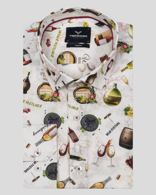 'МНОГОЦВЕТНА РИЗА С АРТ ПРИНТ ВТАЛЕН СИЛУЕТ