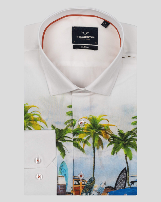 'БЯЛА РИЗА С АРТ ПРИНТ ВТАЛЕН СИЛУЕТ