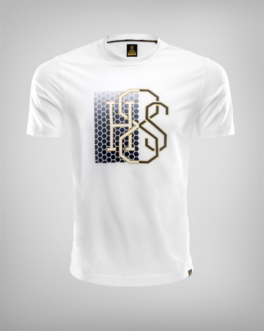 'БЯЛА ТЕНИСКА С РЕЛЕФЕН ЛОГО ПРИНТ