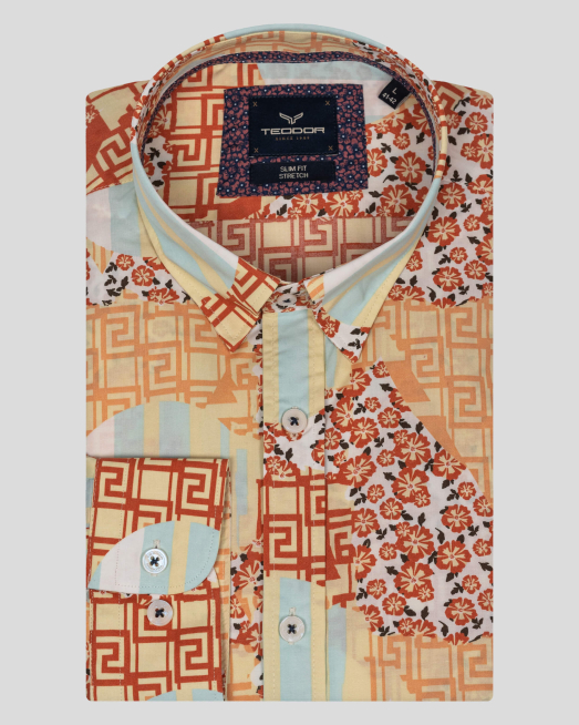 'ПРИНТИРАНА МНОГОЦВЕТНА РИЗА ВТАЛЕН СИЛУЕТ