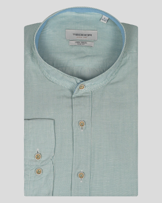 'РАИРАНА РИЗА С ПОПСКА ЯКА И БРОДЕРИЯ ЛОГО В ЦВЯТ МИНТ 