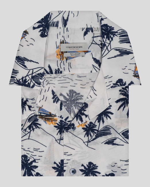 'БЯЛА ПРИНТИРАНА РИЗА ТИП ХАВАЙСКА ВТАЛЕН СИЛУЕТ