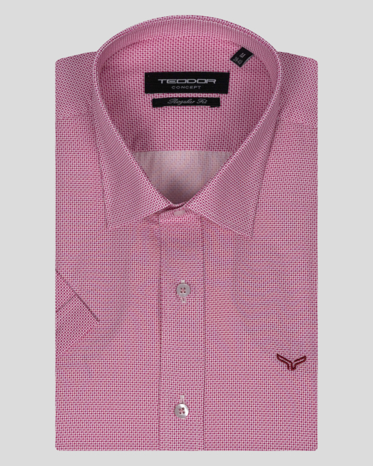 'СИТНО ПРИНТИРАНА РИЗА СВОБОДЕН СИЛУЕТ С БРОДЕРИЯ ЛОГО В РОЗОВО И БЯЛО