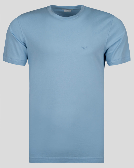 'СРЕДНО СИНЯ БАЗОВА ТЕНИСКА С ТОНАЛНА БРОДЕРИЯ ЛОГО