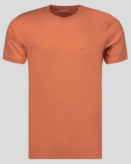 'ТЕНИСКА БАЗОВ МОДЕЛ С ТОНАЛНА БРОДЕРИЯ ЛОГО В ЦВЯТ СЬОМГА