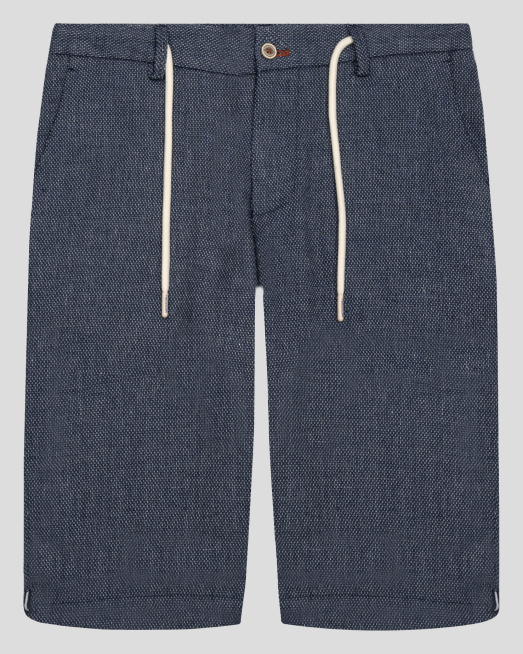 'ТЪМНО СИНИ  МЕЛАНЖИРАНИ БЕРМУДИ С ЛОГО И ВРЪЗКИ