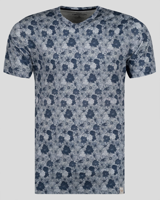 'МНОГОЦВЕТНА ПАМУЧНА  ТЕНИСКА С ФЛОРАЛНИ ЕЛЕМЕНТИ