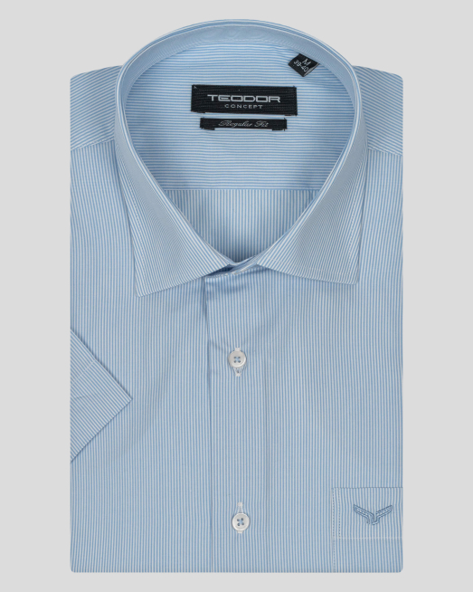 'СВЕТЛО СИНЯ РИЗА В РАЙЕ С ТОНАЛНА БРОДЕРИЯ ЛОГО