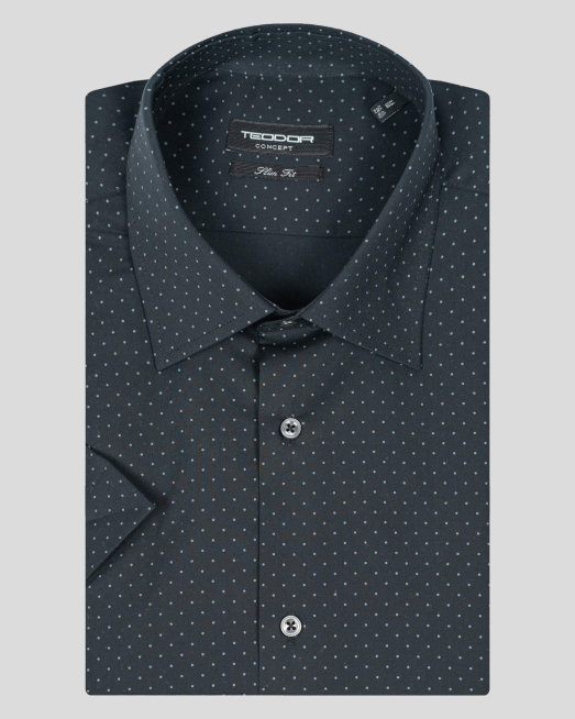 'ТЪМНО СИНЯ  РИЗА НА СИТНИ ТОЧКИ ВТАЛЕН СИЛУЕТ