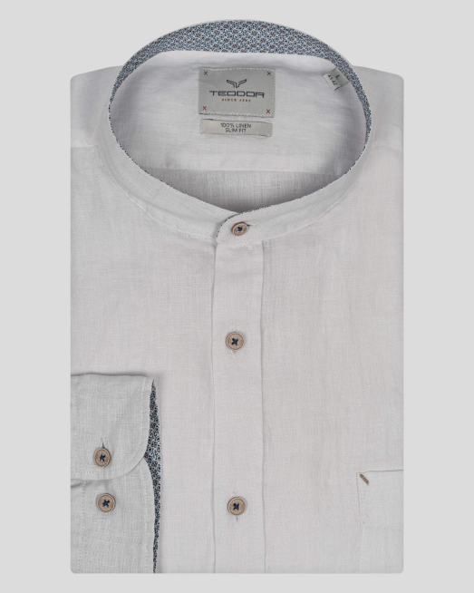 'БЯЛА ЛЕНЕНА РИЗА С ПОПСКА ЯКА И ГАРНИТУРА 