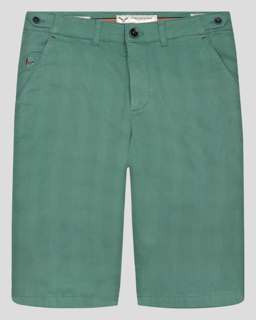 'СВЕТЛО ЗЕЛЕНИ КАРИРАНИ  БЕРМУДИ С БРОДЕРИЯ ЛОГО