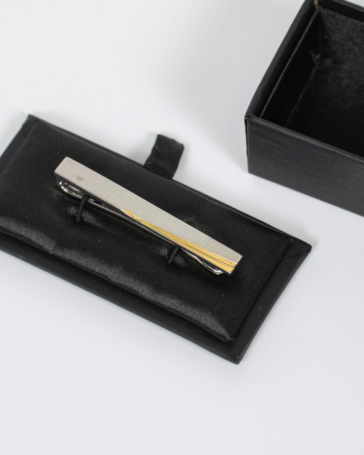 'СРЕБРИСТА ИГЛА ЗА ВРАТОВРЪЗКА СЪС ЗЛАТИСТ ЕЛЕМЕНТ