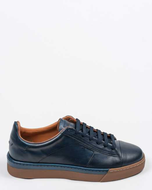 ' ОБУВКИ ТИП КЕЦОВЕ ОТ ГЛАДКА КОЖА С ЛОГО В ИНДИГОВО СИНЬО