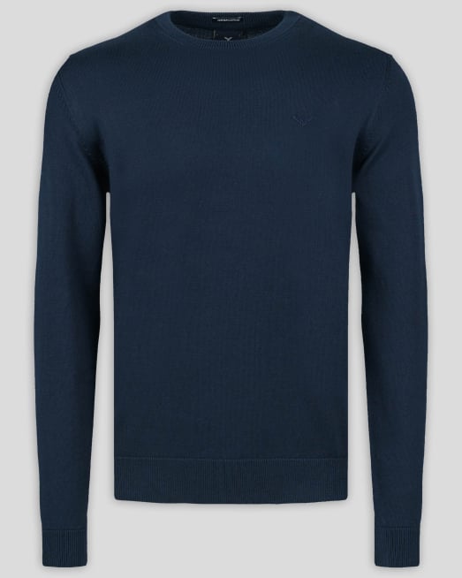 'ТЪМНОСИН  ПУЛОВЕР ОТ 100%  PREMIUM ПАМУК С ТОНАЛНА БРОДЕРИЯ ЛОГО