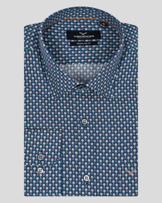 'МНОГОЦВЕТНА ПРИНТИРАНА РИЗА СВОБОДЕН СИЛУЕТ С ДЖОБ И ЛОГО