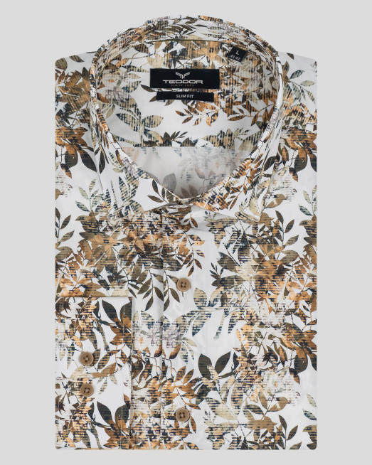 'МНОГОЦВЕТНА ПАМУЧНА РИЗА ВТАЛЕН СИЛУЕТ С ФЛОРАЛЕН ПРИНТ