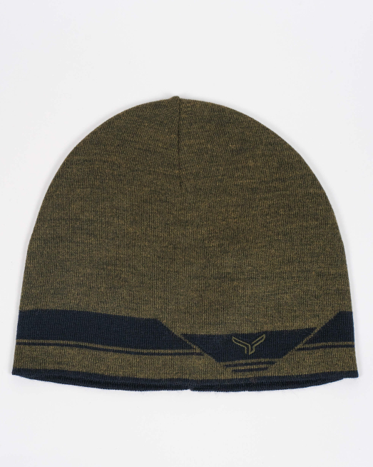 'ПЛЕТЕНА ШАПКА С ДЕСЕНАЦИЯ И БРОДЕРИЯ ЛОГО В ЦВЯТ КАКИ 