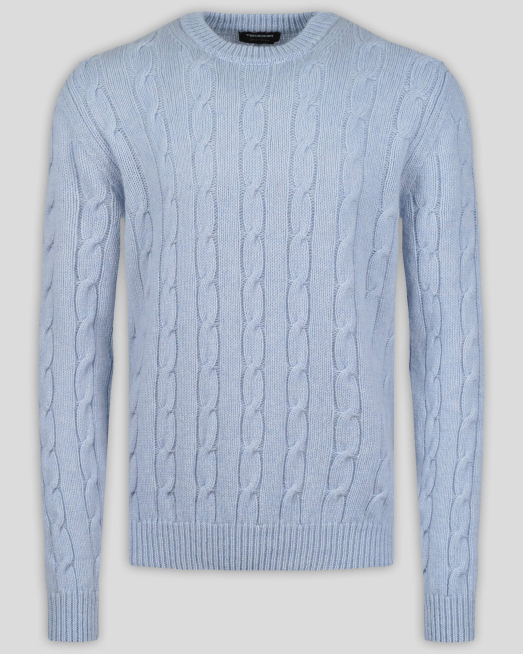 'СВЕТЛОСИН ПУЛОВЕР С ПЛЕТКА ОСМОРКА ОТ  ОТ ВЪЛНА МЕРИНО И КАШМИР