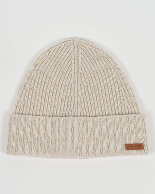 'ПЛЕТЕНА ШАПКА ОТ ФИНА ВЪЛНА С КАШМИР В ЦВЯТ  ЕКРЮ