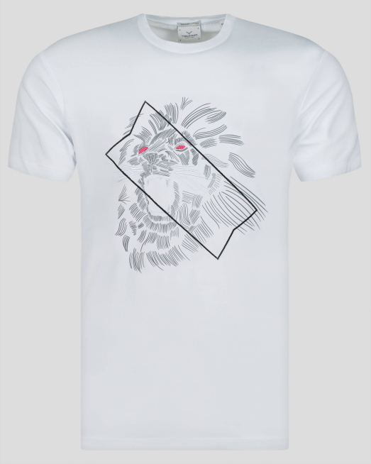 'БЯЛА ТЕНИСКА С ЕФЕКТЕН ДИГИТАЛЕН ПРИНТ ЛЪВ  ОТ PREMIUM ПАМУК