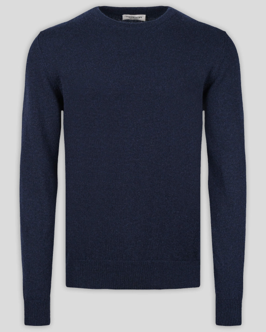 'ТЪМНОСИН МЕЛАНЖИРАН ПУЛОВЕР С ОБЛО ДЕКОЛТЕ ОТ 100%  КАШМИР