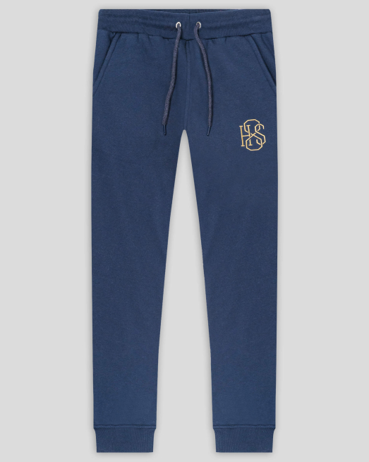 'ТЪМНОСИНЬО СПОРТНО ДОЛНИЩЕ H8S С БРОДЕРИЯ ЛОГО И ПОДПИС 