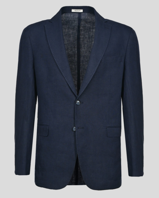 'ТЪМНОСИН КОСТЮМ БЕЗ ХАСТАР ОТ 100% ЛЕН