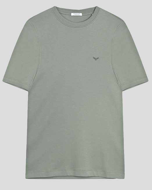 'ОВЪРСАЙЗ ПАМУЧНА ТЕНИСКА С ОБЛО ДЕКОЛТЕ В БЛЕДОЗЕЛЕН ЦВЯТ