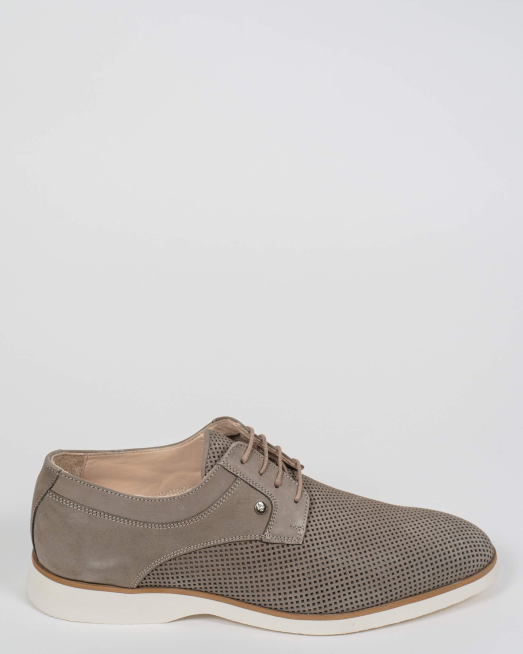 'СИВИ СПОРТНО-ЕЛЕГАНТНИ ОБУВКИ ОТ ПЕРФОРИРАНА КОЖА