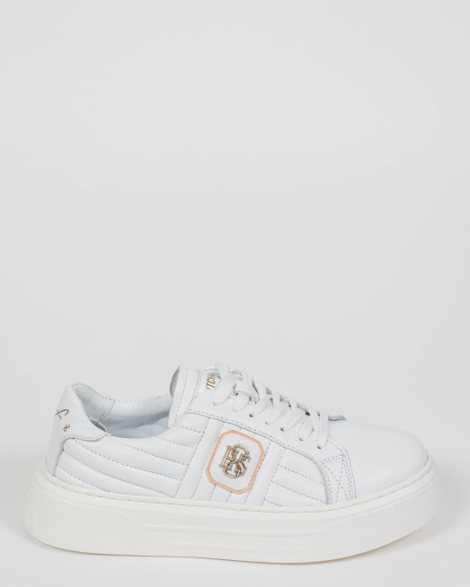 ' БЕЛИ ДАМСКИ КЕЦОВЕ С ЛОГО  H8S И ПРИНТ ПОДПИС 