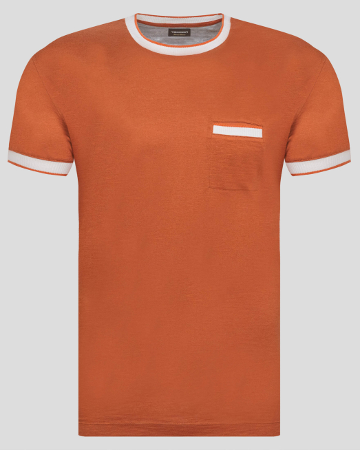 ' ТЕНИСКА БИЕ С ДЖОБ И КОНТРАСТНИ БАНДОВЕ В ЦВЯТ КЕРЕМИДА