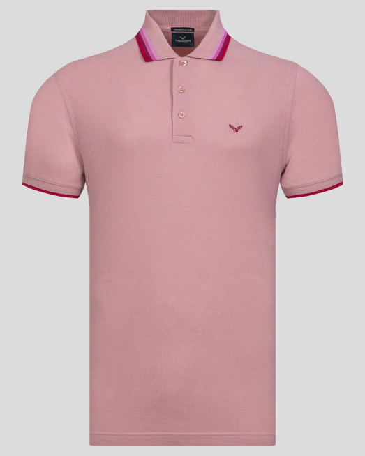 'ТЕНИСКА ОТ PREMIUM ПАМУК С ДЕСЕНАЦИЯ НА ЯКА И БАНДОВЕ В АНТИК РОЗОВО