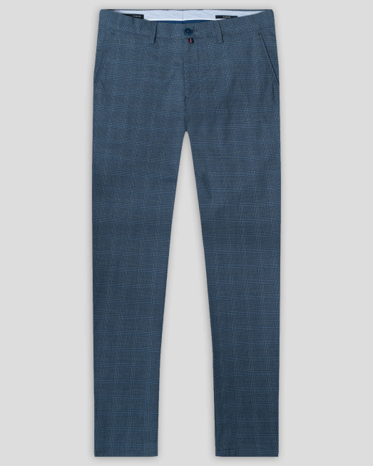 'ДЕНИМ СИН ЧИНО ПАНТАЛОН В ДЕСЕН КАРЕ ВТАЛЕН СИЛУЕТ