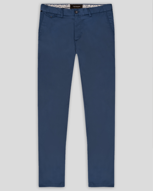 'СРЕДНО СИН ЧИНО ПАНТАЛОН С ДВОЙНИ ФИЛЕТКИ С КОПЧЕ И ЛОГО