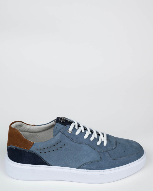 'СИНИ СПОРТНИ ОБУВКИ ОТ КОЖА НАБУК С ДЕКОРАТИВНИ ПЕРФОРАЦИИ И ЛОГО