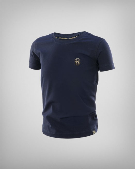 'ДЕТСКА ТЪМНОСИНЯ ТЕНИСКА С КОНТРАСТНА БРОДЕРИЯ ЛОГО H8S 