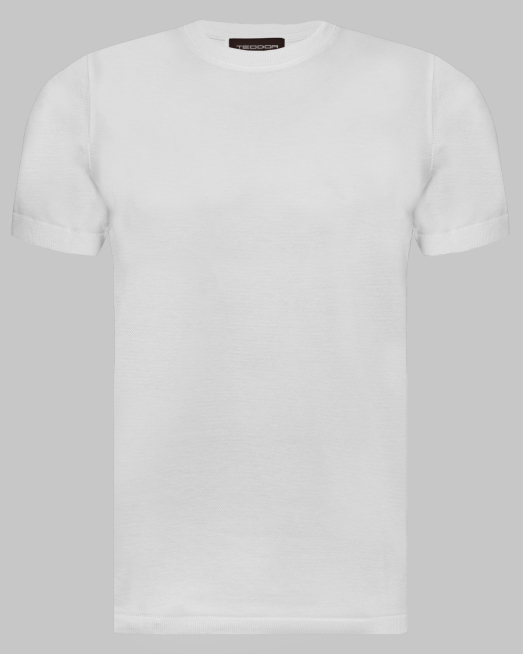 'БЯЛА СТРУКТУРНА ТЕНИСКА ОТ ДВОЙНО МЕРСЕРИЗИРАН ЕГИПЕТСКИ ПАМУК 