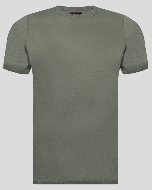 'ЗЕЛЕНА СТРУКТУРНА ТЕНИСКА ОТ ДВОЙНО МЕРСЕРИЗИРАН ЕГИПЕТСКИ ПАМУК 