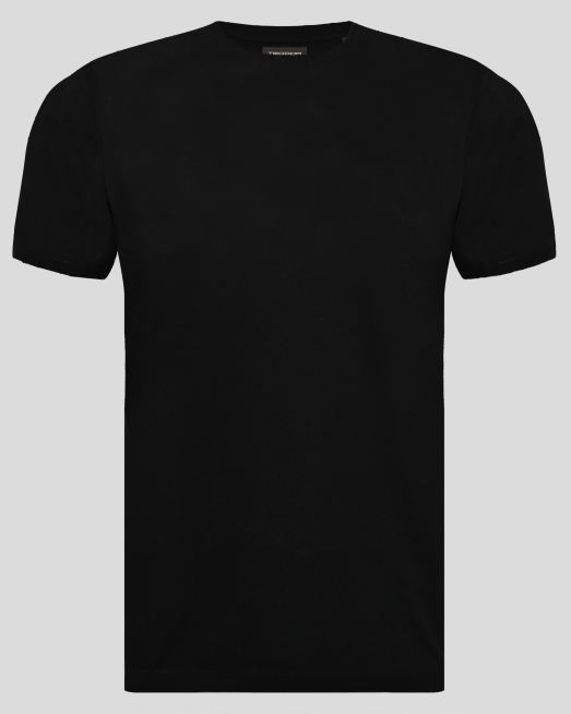 'ЧЕРНА СТРУКТУРНА ТЕНИСКА ОТ ДВОЙНО МЕРСЕРИЗИРАН ЕГИПЕТСКИ ПАМУК 