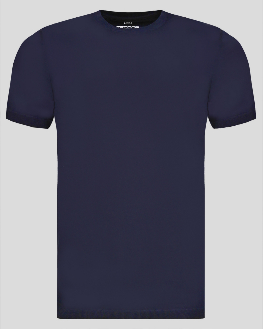 'ТЪМНОСИНЯ ТЕНИСКА С ОБЛО ДЕКОЛТЕ ОТ ПАМУК И МОДАЛ 