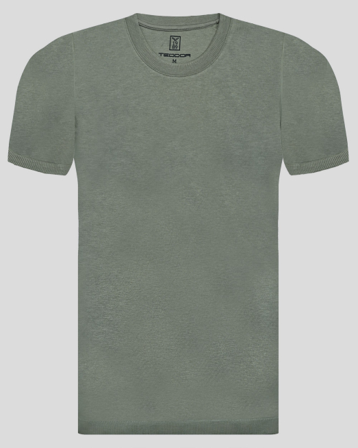 'ТЕНИСКА С ОБЛО ДЕКОЛТЕ ОТ ПАМУК И МОДАЛ В ЦВЯТ КАКИ