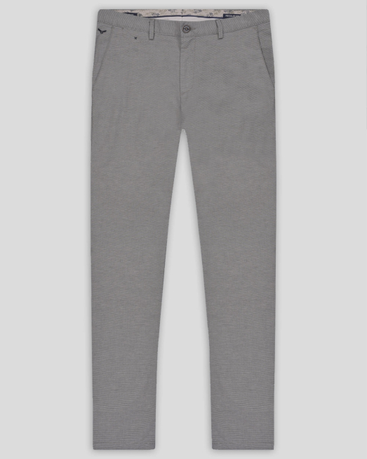 ' СТРУКТУРЕН ПАНТАЛОН С ИТАЛИАНСКИ ДЖОБ В СИВО-КАФЯВ МЕЛАНЖ 