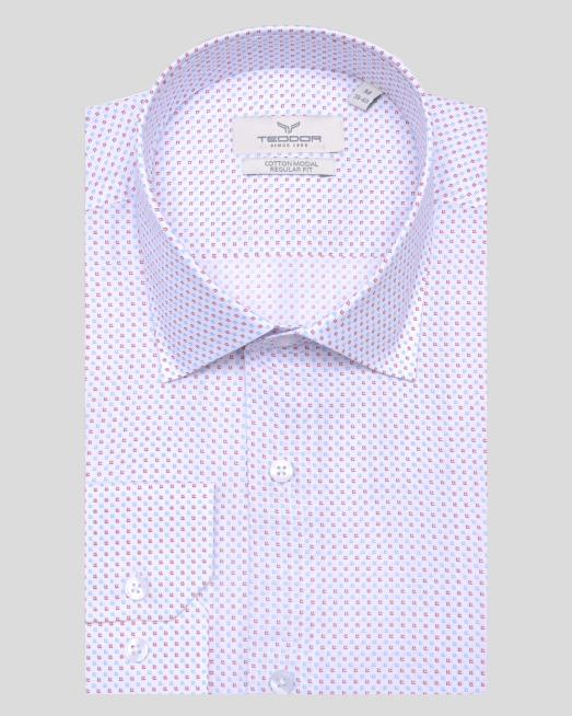 'БЯЛА РИЗА ОТ ПАМУК И МОДАЛ В СИТЕН КОНТРАСТЕН ПРИНТ