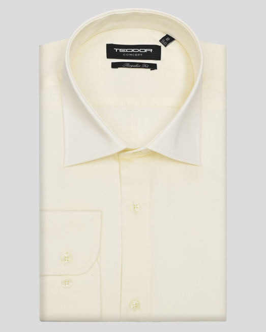 'КЛАСИЧЕСКА РИЗА ОТ САТЕНИРАН ПАМУК В ЦВЯТ ЕКРЮ