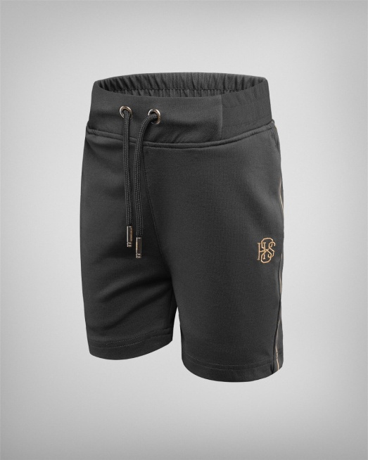 'ДЕТСКИ ЧЕРНИ ТРИКОТАЖНИ БЕРМУДИ С БРОДЕРИЯ ЛОГО H8S