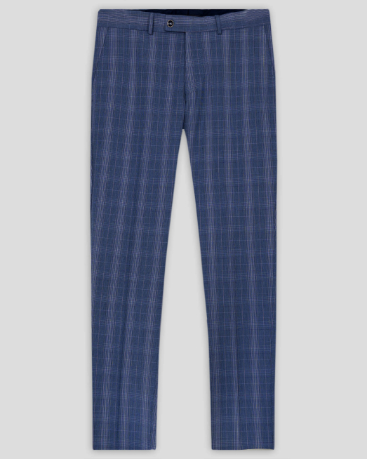 'СИН КЛАСИЧЕСКИ ПАНТАЛОН В КАРЕ ВТАЛЕН СИЛУЕТ /ЧАСТ ОТ КОСТЮМ/