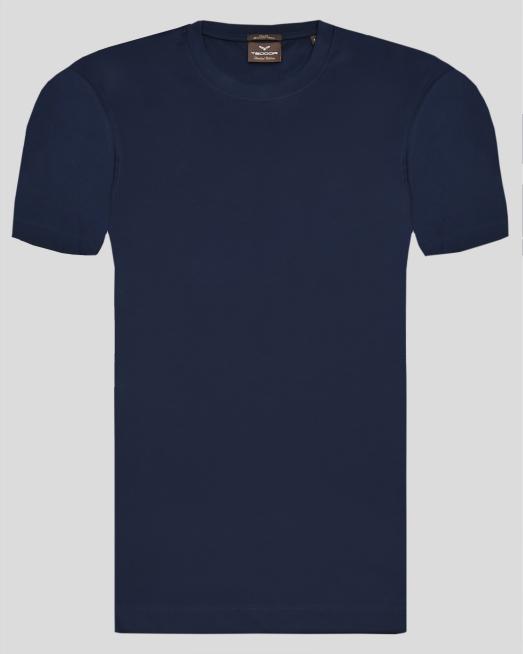 'ТЪМНОСИНЯ ТЕНИСКА ОТ МЕРСЕРИЗИРАН ЕГИПЕТСКИ ПАМУК С КОПРИНЕН БЛЯСЪК