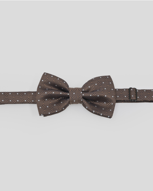 'КАФЯВА СТРУКТУРНА ПАПИЙОНКА  В ДЕСЕН НА РОМБОИДИ И БЕЛИ ТОЧКИ