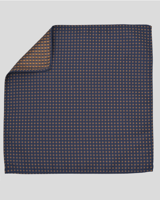 'ДВУЦВЕТНА КЪРПА ЗА САКО В ТЪМНОСИНЬО И ОРАНЖЕВО НА СИТНИ ФИГУРИ