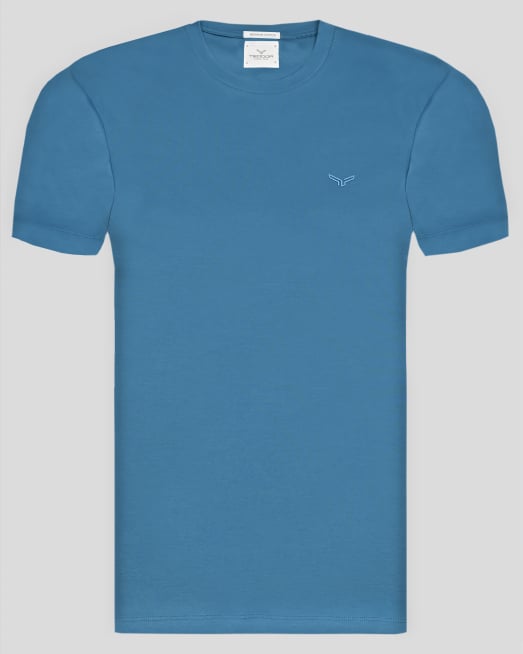 'ТЕНИСКА С ОБЛО ДЕКОЛТЕ ОТ PREMIUM ПАМУК В ЦВЯТ ПЕТРОЛ